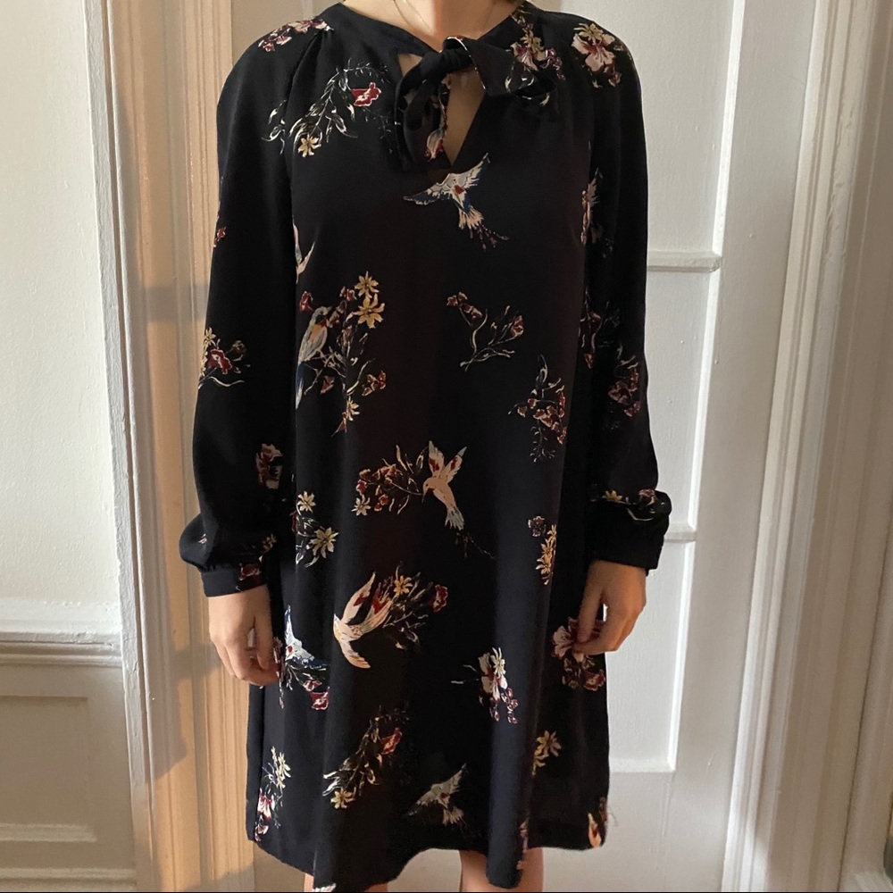 H&M Bird Dress with Neck Tie